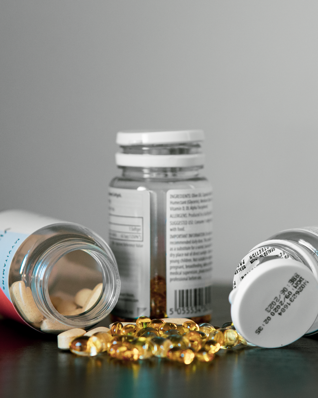 medicine glass bottles on the table